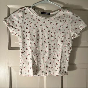 Brandy Melville white floral Ashlyn top